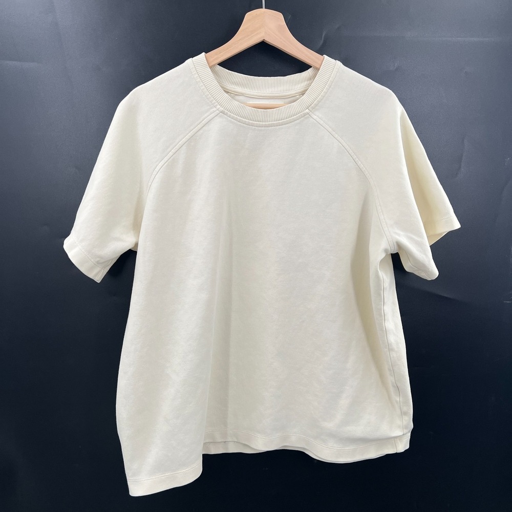 Oak + Fort oversized thick cotton blend t-shirt cozy casual cream minimalist S